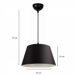 GloboStar® TRIANGLE 204-0088 Μοντέρνο Κρεμαστό Φωτιστικό Kαπέλο Μονόφωτο 1 x E27 IP20 Μαύρο Ύφασμα - Μ37 x Π37 x Υ70cm