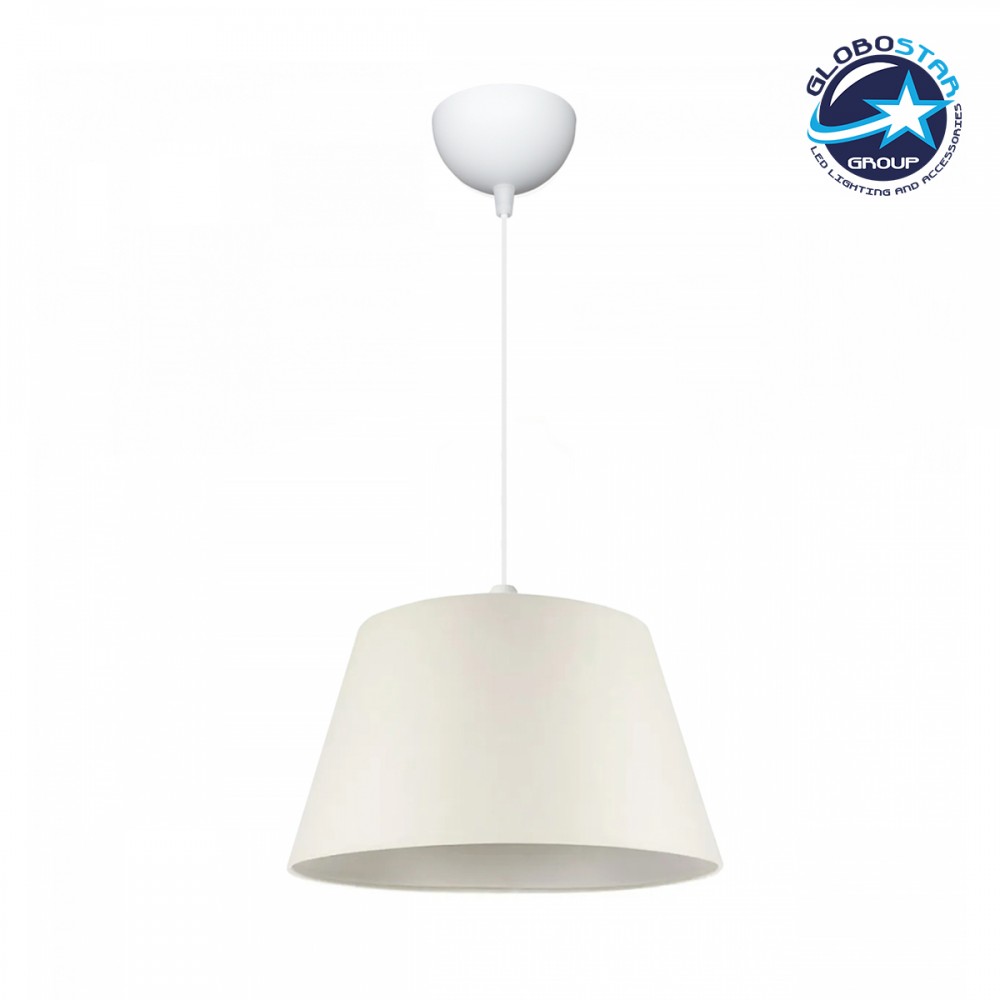 GloboStar® TRIANGLE 204-0089 Μοντέρνο Κρεμαστό Φωτιστικό Kαπέλο Μονόφωτο 1 x E27 IP20 Λευκό Ύφασμα - Μ37 x Π37 x Υ70cm