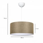 GloboStar® LOFTY 204-0090 Μοντέρνο Κρεμαστό Φωτιστικό Kαπέλο Μονόφωτο 1 x E27 IP20 Μπεζ Ύφασμα - Μ38 x Π38 x Υ26cm