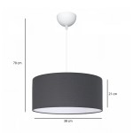 GloboStar® LOFTY 204-0093 Μοντέρνο Κρεμαστό Φωτιστικό Kαπέλο Μονόφωτο 1 x E27 IP20 Γκρι Ύφασμα - Μ38 x Π38 x Υ70cm