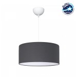GloboStar® LOFTY 204-0093 Μοντέρνο Κρεμαστό Φωτιστικό Kαπέλο Μονόφωτο 1 x E27 IP20 Γκρι Ύφασμα - Μ38 x Π38 x Υ70cm