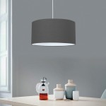 GloboStar® LOFTY 204-0093 Μοντέρνο Κρεμαστό Φωτιστικό Kαπέλο Μονόφωτο 1 x E27 IP20 Γκρι Ύφασμα - Μ38 x Π38 x Υ70cm