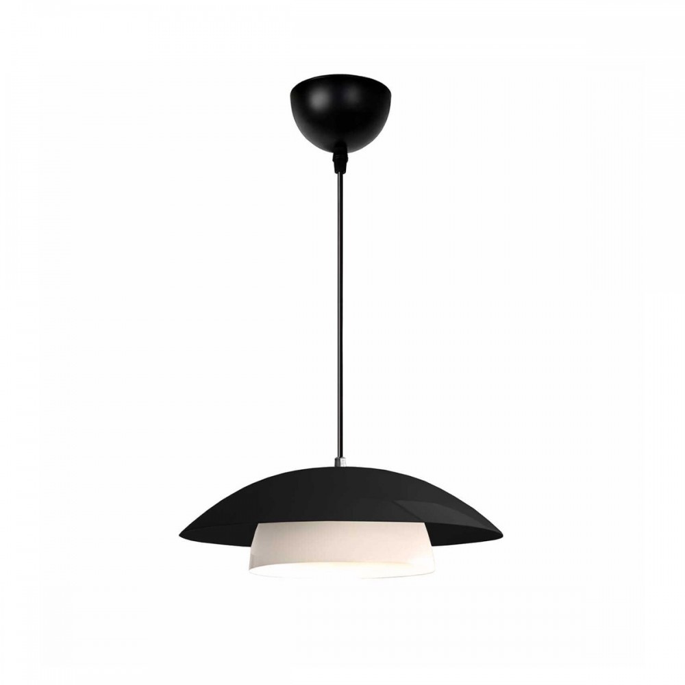 GloboStar® AURA 204-0117 Μοντέρνο Κρεμαστό Φωτιστικό Καμπάνα Μονόφωτο 1 x E27 IP20 Μαύρο & Λευκό Μέταλλο - Μ31 x Π31 x Υ27cm