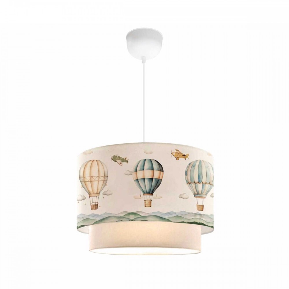 GloboStar® BALLON 204-0121 Παιδικό Κρεμαστό Φωτιστικό Φιγούρα Μονόφωτο 1 x E27 IP20 Πολύχρωμο Ύφασμα - Μ30 x Π30 x Υ70cm