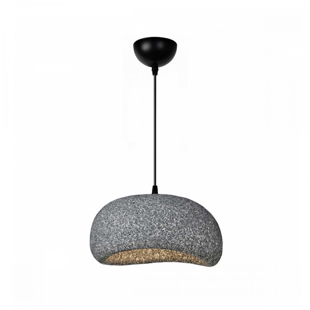 GloboStar® STONE 204-0122 Μοντέρνο Κρεμαστό Φωτιστικό Καμπάνα Μονόφωτο 1 x E27 IP20 Γκρι Σκoύρο Πολυστερίνη με Ρητίνη - Μ35 x Π31 x Υ26cm