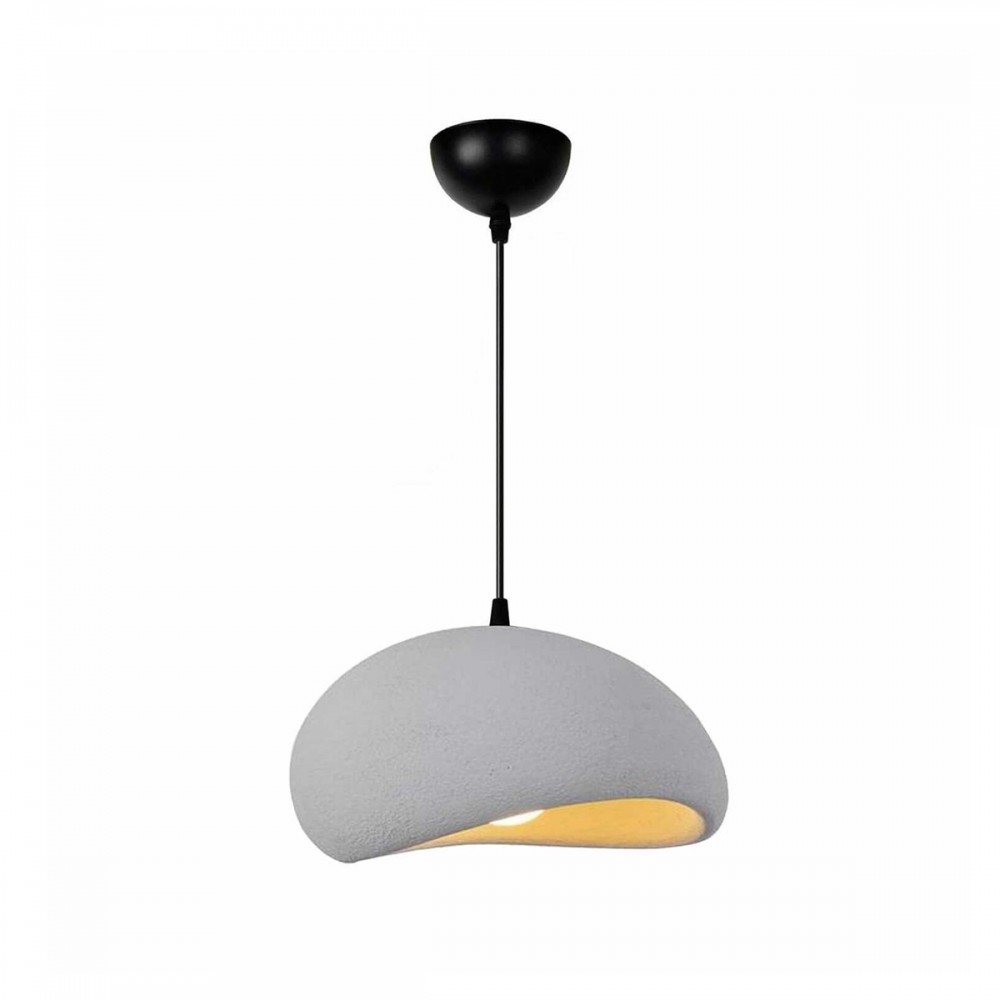 GloboStar® STONE 204-0124 Μοντέρνο Κρεμαστό Φωτιστικό Καμπάνα Μονόφωτο 1 x E27 IP20 Γκρι Πολυστερίνη με Γκρι Ρητίνη - Μ35 x Π31 x Υ26cm