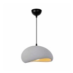 GloboStar® STONE 204-0124 Μοντέρνο Κρεμαστό Φωτιστικό Καμπάνα Μονόφωτο 1 x E27 IP20 Γκρι Πολυστερίνη με Γκρι Ρητίνη - Μ35 x Π31 x Υ26cm