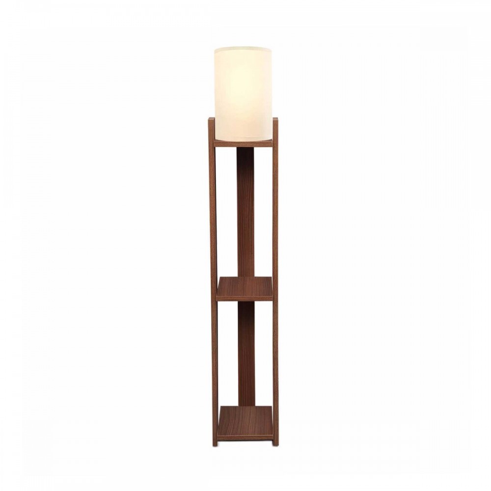GloboStar® VENTORA 204-0125 Μοντέρνο Eπιδαπέδιο Φωτιστικό Μονόφωτο 1 x E27 IP20 Καφέ Ξύλο με Μπεζ Ύφασμα - Μ20 x Π20 x Υ142cm