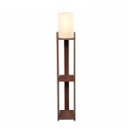 GloboStar® VENTORA 204-0125 Μοντέρνο Eπιδαπέδιο Φωτιστικό Μονόφωτο 1 x E27 IP20 Καφέ Ξύλο με Μπεζ Ύφασμα - Μ20 x Π20 x Υ142cm