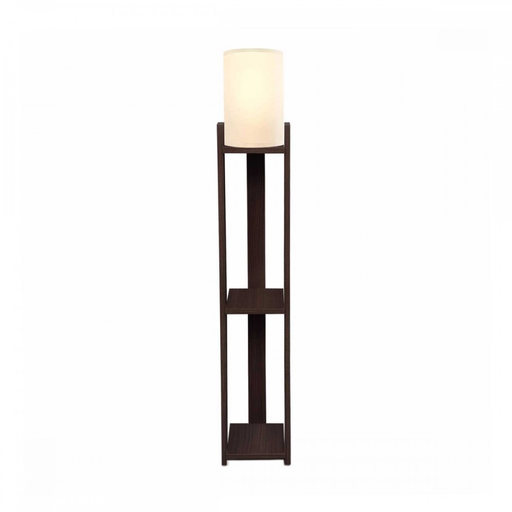 GloboStar® VENTORA 204-0126 Μοντέρνο Eπιδαπέδιο Φωτιστικό Μονόφωτο 1 x E27 IP20 Καφέ Ξύλο με Μπεζ Ύφασμα - Μ20 x Π20 x Υ142cm