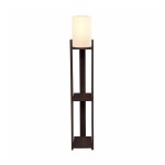 GloboStar® VENTORA 204-0126 Μοντέρνο Eπιδαπέδιο Φωτιστικό Μονόφωτο 1 x E27 IP20 Καφέ Ξύλο με Μπεζ Ύφασμα - Μ20 x Π20 x Υ142cm