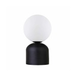 GloboStar® MAGIC 204-0132 Μοντέρνο Eπιτραπέζιο Φωτιστικό Μονόφωτο 1 x E27 IP20 Μαύρο Μέταλλο με Λευκό Γυαλί - Μ13 x Π13 x Υ28cm