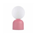 GloboStar® MAGIC 204-0134 Μοντέρνο Eπιτραπέζιο Φωτιστικό Μονόφωτο 1 x E27 IP20 Ροζ Μέταλλο με Λευκό Γυαλί - Μ13 x Π13 x Υ28cm