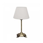 GloboStar® AΝΤΙQUE 204-0142 Vintage Eπιτραπέζιο Φωτιστικό Μονόφωτο 1 x E27 IP20 Μπρούτζινο Μέταλλο με Λευκό Ύφασμα - Μ22 x Π22 x Υ38cm