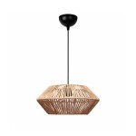 GloboStar® CASTRO 204-0164 Boho Κρεμαστό Φωτιστικό Kαπέλο Μονόφωτο 1 x E27 IP20 Μπεζ Σχοινί - Μ31 x Π31 x Υ26cm