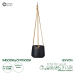GloboStar® Artificial Garden LESVOS 20464 Κρεμαστό Πήλινο Κεραμικό Κασπώ Γλάστρα - Flower Pot Μαύρο Φ13.5cm x Υ13cm