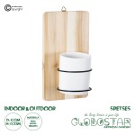 GloboStar® Artificial Garden SPETSES 20473 Επιτοίχιο Πήλινο Κεραμικό Κασπώ Γλάστρα με Ξύλινη Βάση - Flower Pot Μπεζ με Λευκό & Μαύρο Φ13cm x Υ23cm