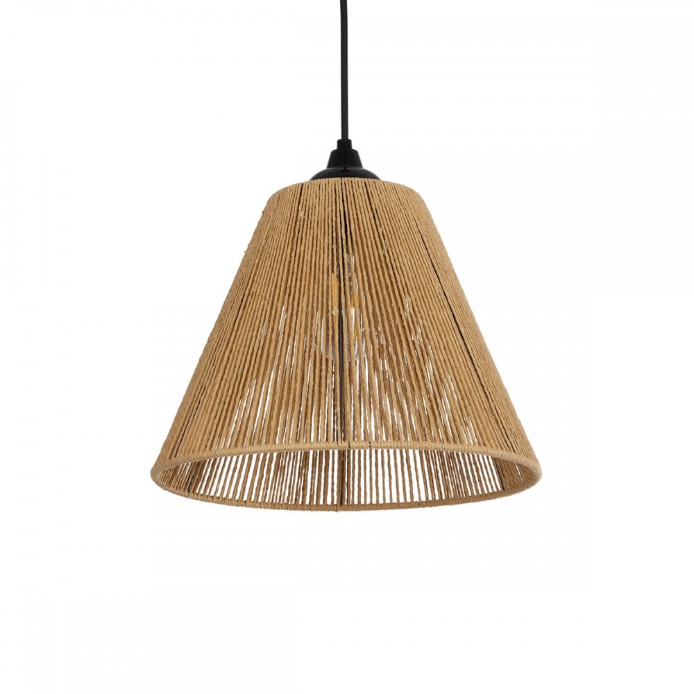 GLOBOSTAR® HUTT 205-0017 Boho Κρεμαστό Φωτιστικό Οροφής με Ντουί 1 x E27 AC 220-240V IP20 - Μπεζ - M25 x Π25 x Υ20cm