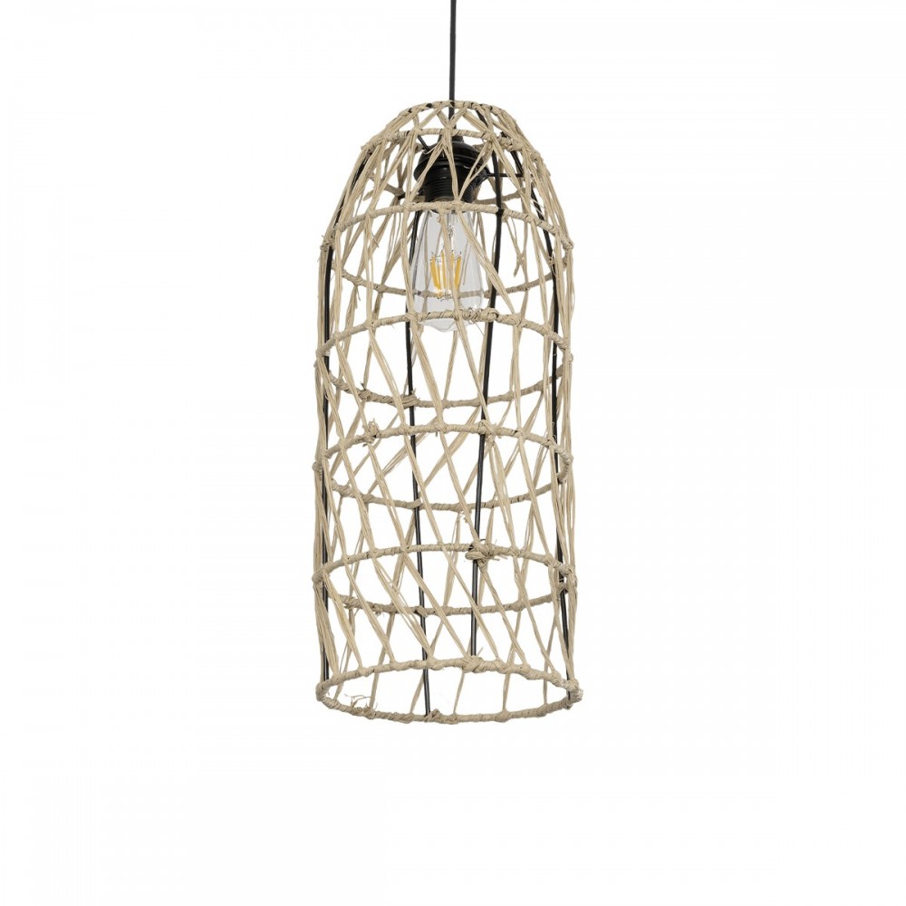 GLOBOSTAR® NETI 205-0024 Boho Κρεμαστό Φωτιστικό Οροφής με Ντουί 1 x E27 AC 220-240V IP20 - Μπεζ - M20 x Π20 x Υ49cm