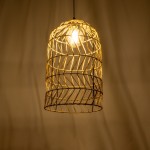 GLOBOSTAR® NETI 205-0025 Boho Κρεμαστό Φωτιστικό Οροφής με Ντουί 1 x E27 AC 220-240V IP20 - Μπεζ - M35 x Π35 x Υ63cm