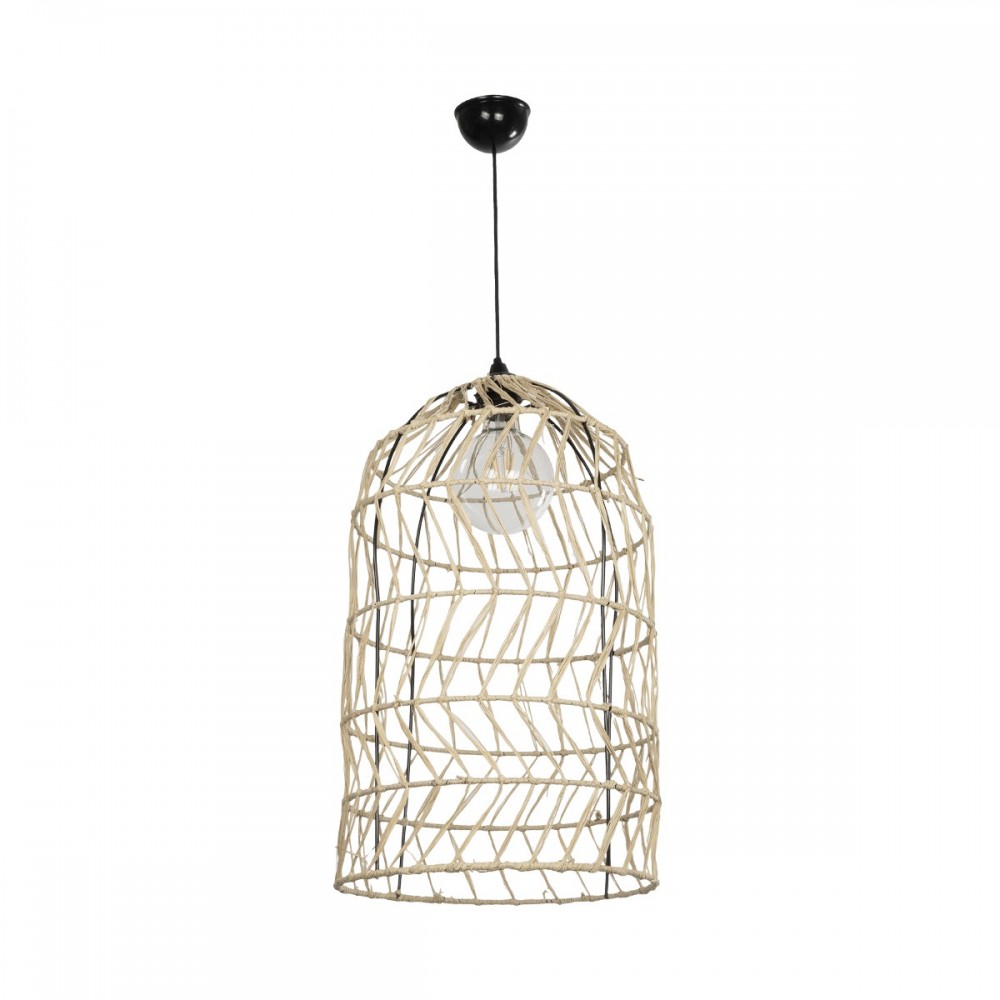 GLOBOSTAR® NETI 205-0025 Boho Κρεμαστό Φωτιστικό Οροφής με Ντουί 1 x E27 AC 220-240V IP20 - Μπεζ - M35 x Π35 x Υ63cm