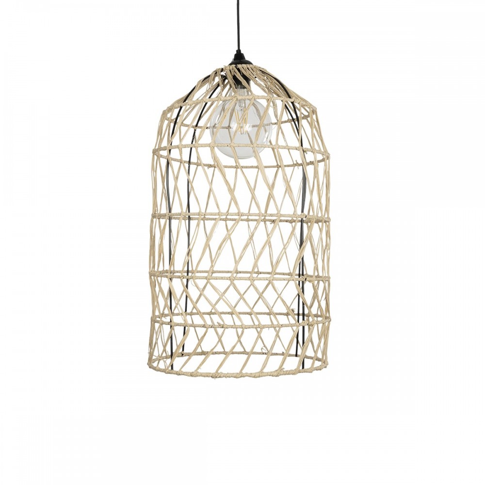 GLOBOSTAR® NETI 205-0025 Boho Κρεμαστό Φωτιστικό Οροφής με Ντουί 1 x E27 AC 220-240V IP20 - Μπεζ - M35 x Π35 x Υ63cm