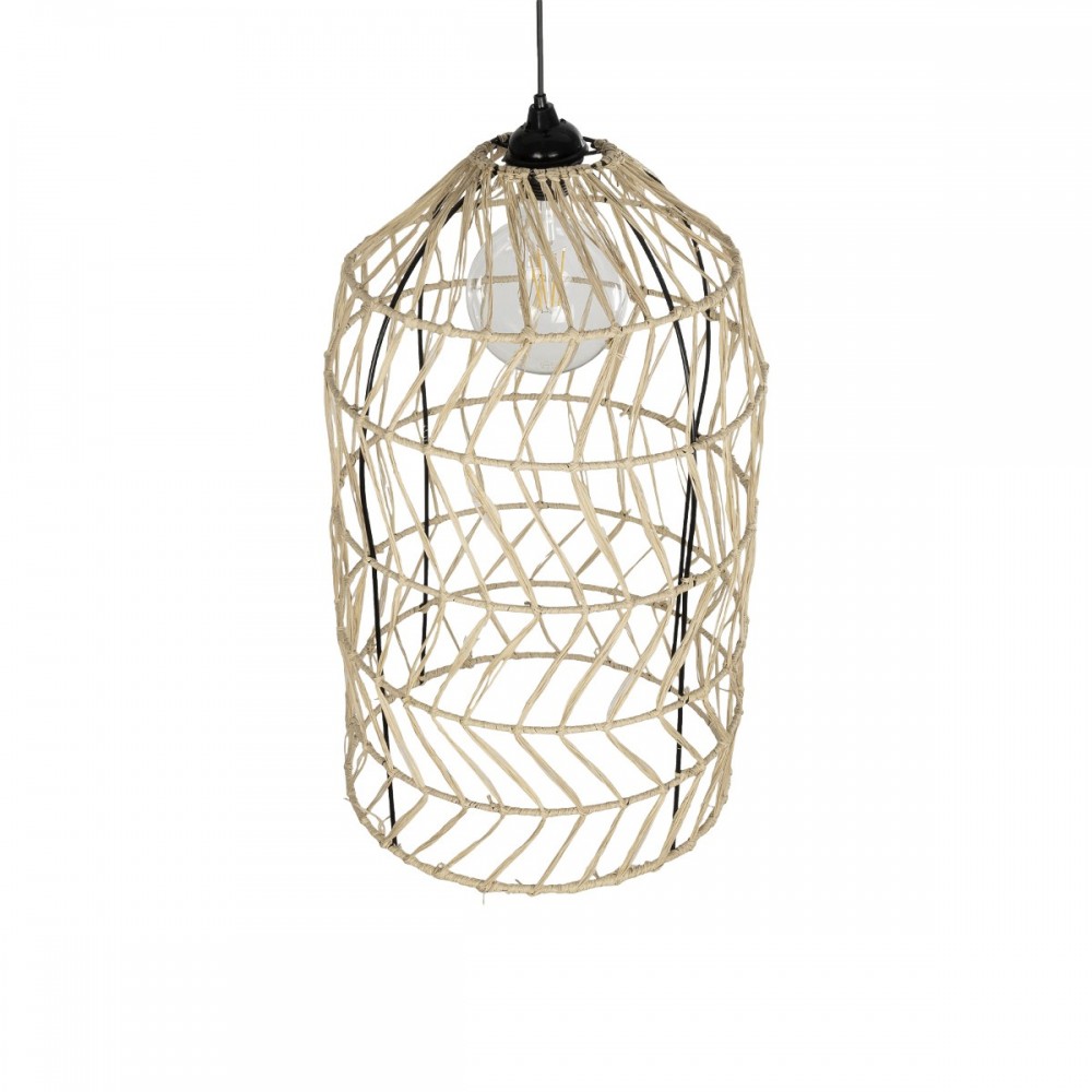 GLOBOSTAR® NETI 205-0025 Boho Κρεμαστό Φωτιστικό Οροφής με Ντουί 1 x E27 AC 220-240V IP20 - Μπεζ - M35 x Π35 x Υ63cm