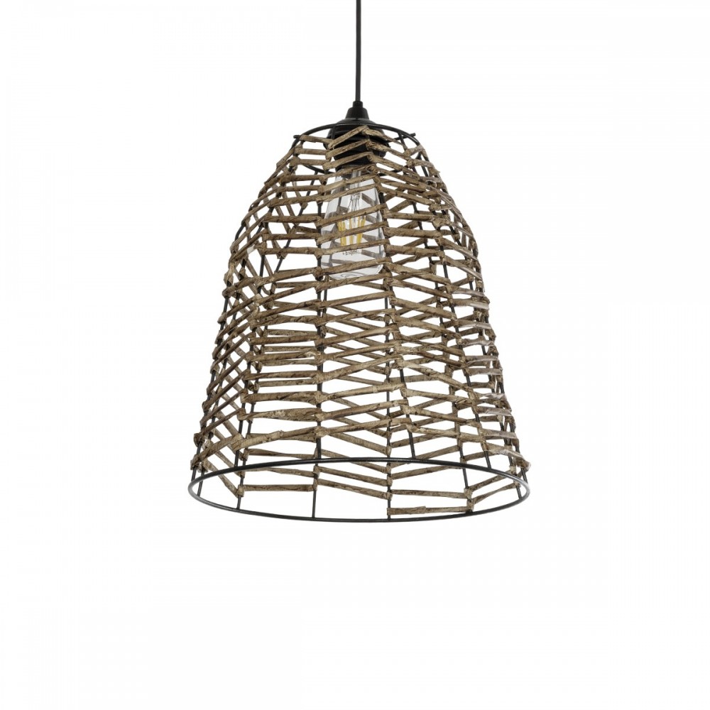 GLOBOSTAR® NETZ 205-0026 Boho Κρεμαστό Φωτιστικό Οροφής με Ντουί 1 x E27 AC 220-240V IP20 - Μπεζ - M30 x Π30 x Υ38cm