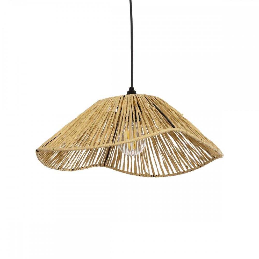 GLOBOSTAR® CHAPEAU 205-0028 Boho Κρεμαστό Φωτιστικό Οροφής με Ντουί 1 x E27 AC 220-240V IP20 - Μπεζ - M41 x Π41 x Υ17cm