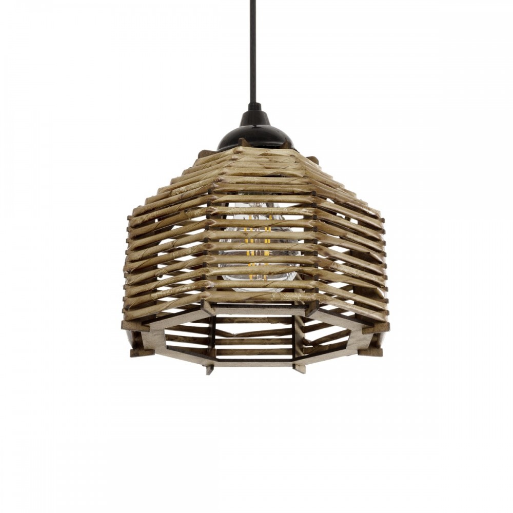 GLOBOSTAR® JUTTO 205-0040 Boho Κρεμαστό Φωτιστικό Οροφής με Ντουί 1 x E27 AC 220-240V IP20 - Μπεζ - M20 x Π20 x Υ18cm