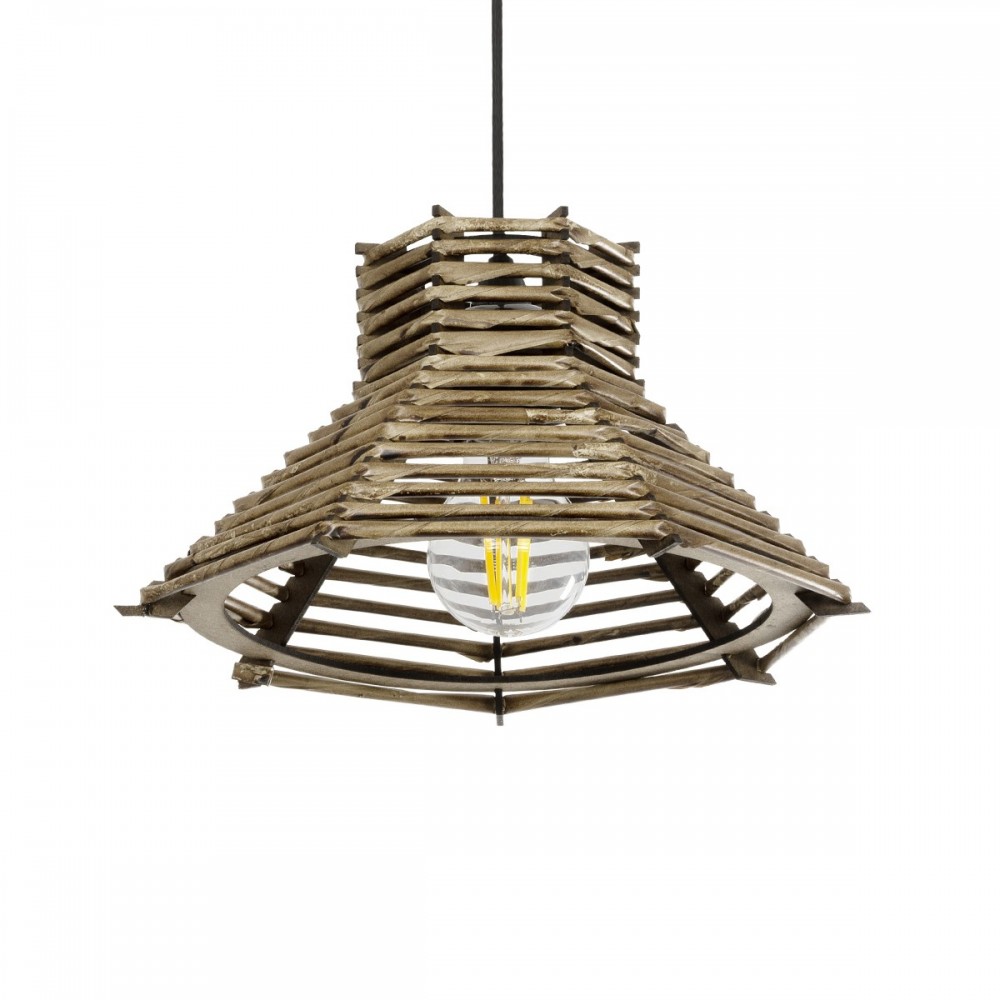 GLOBOSTAR® JUTTI 205-0042 Boho Κρεμαστό Φωτιστικό Οροφής με Ντουί 1 x E27 AC 220-240V IP20 - Μπεζ - M26 x Π26 x Υ15cm