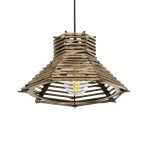 GLOBOSTAR® JUTTI 205-0042 Boho Κρεμαστό Φωτιστικό Οροφής με Ντουί 1 x E27 AC 220-240V IP20 - Μπεζ - M26 x Π26 x Υ15cm