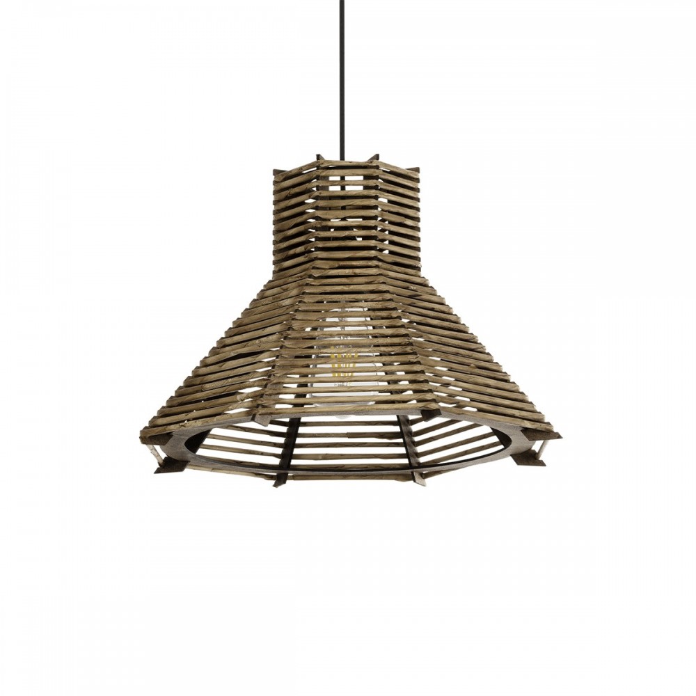 GLOBOSTAR® MEGALISTO 205-0051 Boho Κρεμαστό Φωτιστικό Οροφής με Ντουί 1 x E27 AC 220-240V IP20 - Καφέ- M40 x Π40 x Υ26cm