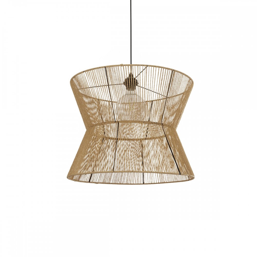 GLOBOSTAR® UPCONE 205-0056 Boho Κρεμαστό Φωτιστικό Οροφής με Ντουί 1 x E27 AC 220-240V IP20 - Μπεζ - M50 x Π50 x Υ43cm