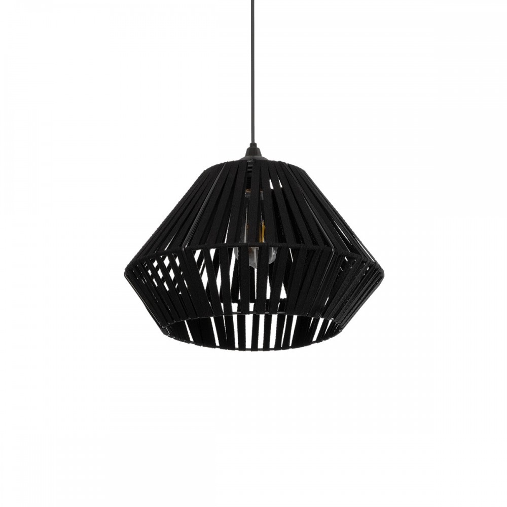 GLOBOSTAR® NUI 205-0061 Boho Κρεμαστό Φωτιστικό Οροφής με Ντουί 1 x E27 AC 220-240V IP20 - Μαύρο - M36 x Π36 x Υ27cm