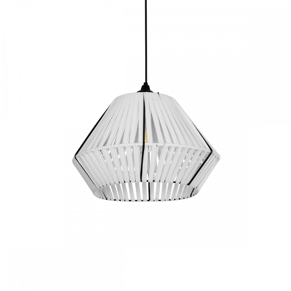 GLOBOSTAR® NUI 205-0063 Boho Κρεμαστό Φωτιστικό Οροφής με Ντουί 1 x E27 AC 220-240V IP20 - Λευκό - M36 x Π36 x Υ27cm