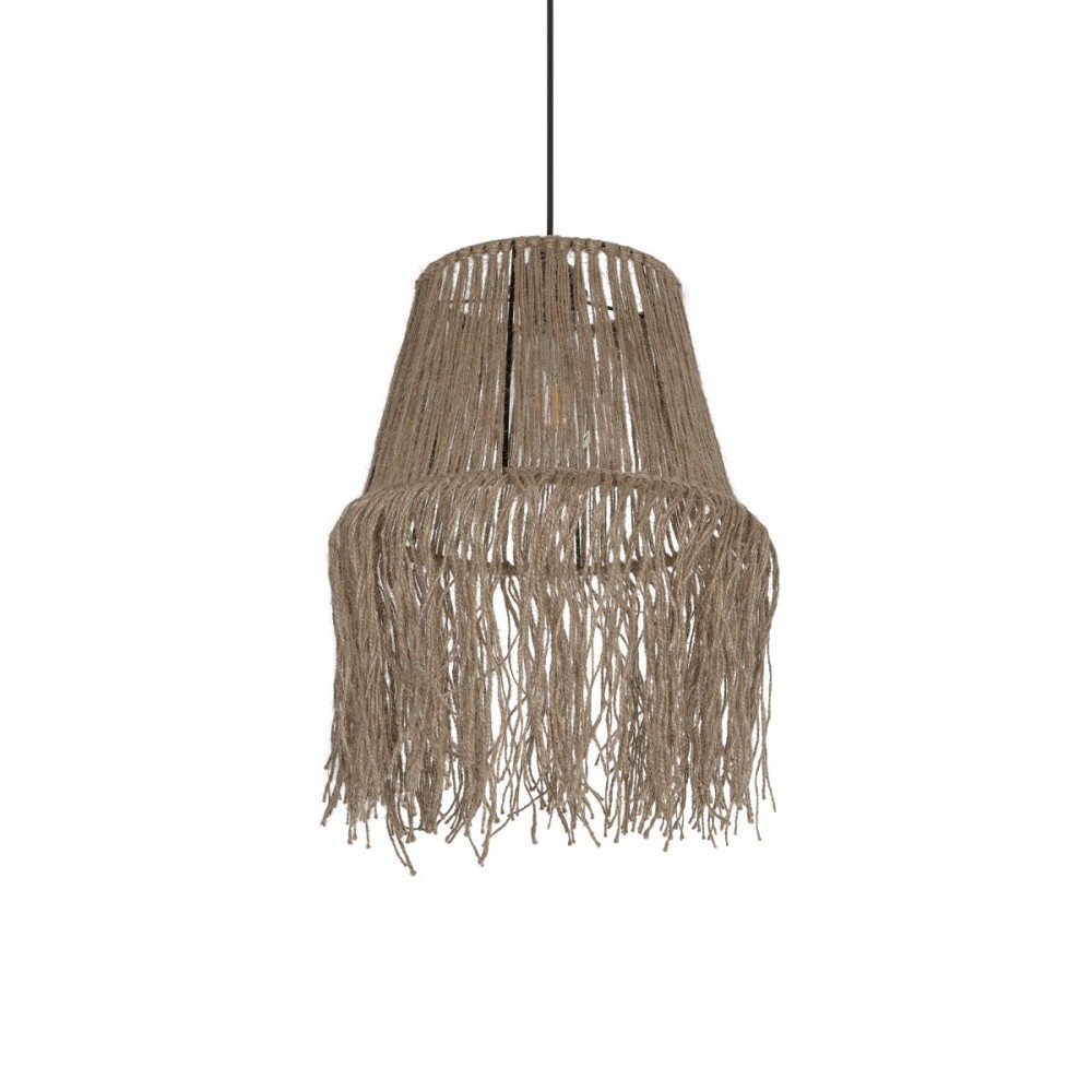 GLOBOSTAR® ROKA 205-0075 Boho Κρεμαστό Φωτιστικό Οροφής με Ντουί 1 x E27 AC 220-240V IP20 - Μπεζ - M30 x Π30 x Υ45cm
