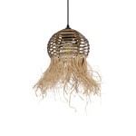 GLOBOSTAR® RIKTA 205-0077 Boho Κρεμαστό Φωτιστικό Οροφής με Ντουί 1 x E27 AC 220-240V IP20 - Μπεζ - M20 x Π20 x Υ30cm