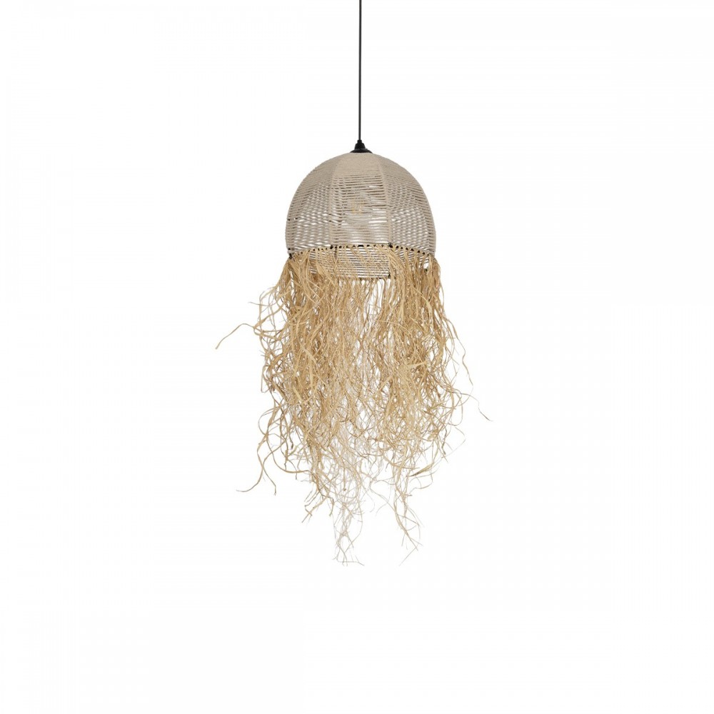 GLOBOSTAR® PLUVIA 205-0082 Boho Κρεμαστό Φωτιστικό Οροφής με Ντουί 1 x E27 AC 220-240V IP20 - Μπεζ - M30 x Π30 x Υ70cm