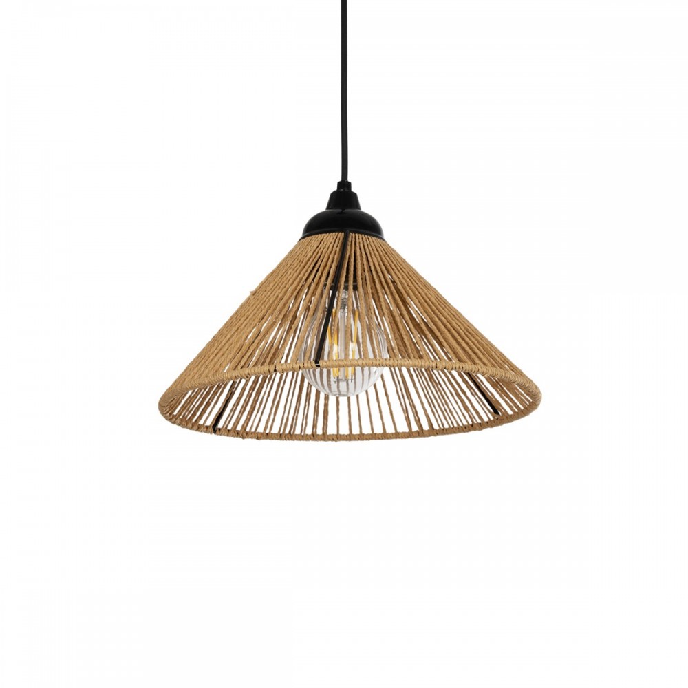 GLOBOSTAR® FUNIS 205-0084 Boho Κρεμαστό Φωτιστικό Οροφής με Ντουί 1 x E27 AC 220-240V IP20 - Μπεζ - M25 x Π25 x Υ16cm