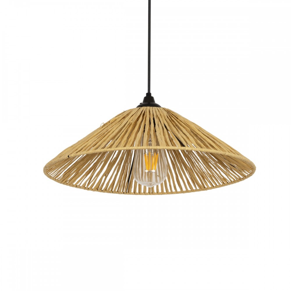 GLOBOSTAR® CHAPEAU 205-0086 Boho Κρεμαστό Φωτιστικό Οροφής με Ντουί 1 x E27 AC 220-240V IP20 - Μπεζ - M41 x Π41 x Υ17cm