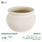 GloboStar® Artificial Garden MORELIA 20510 Διακοσμητικό Κεραμικό Κασπώ Γλάστρα - Flower Pot Μπεζ Φ19 x Υ13cm