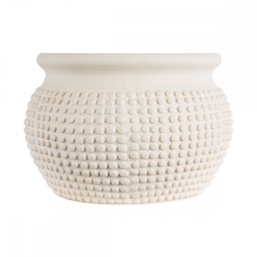 GloboStar® Artificial Garden MORELIA 20510 Διακοσμητικό Κεραμικό Κασπώ Γλάστρα - Flower Pot Μπεζ Φ19 x Υ13cm