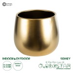 GloboStar® Artificial Garden SIDNEY 20548 Διακοσμητικό Κεραμικό Κασπώ Γλάστρα - Flower Pot Χρυσό Φ16 x Υ13cm