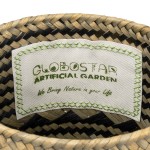 GloboStar® Artificial Garden VERMONT 20586 Διακοσμητικό Πλεκτό Καλάθι - Κασπώ Γλάστρα - Flower Pot Καφέ με Μαύρο Φ14 x Υ23cm