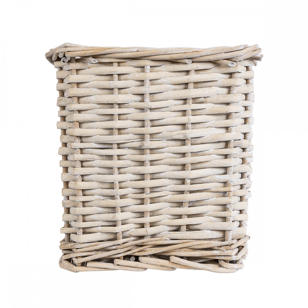 GloboStar® Artificial Garden KYOTO 20589 Διακοσμητικό Πλεκτό Καλάθι - Κασπώ Γλάστρα - Flower Pot Λευκό με Μπεζ Φ20 x Υ20cm