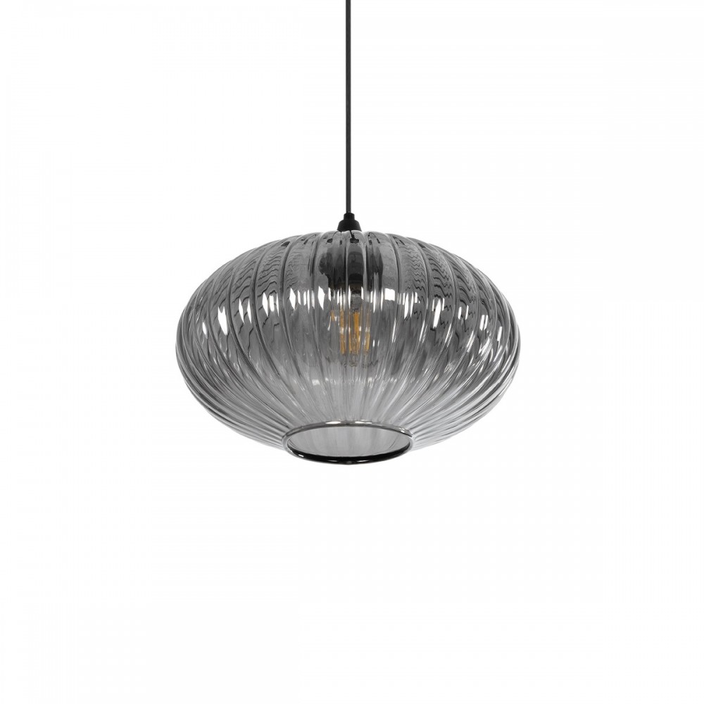 GLOBOSTAR® PERA 206-0010 Μοντέρνο Κρεμαστό Φωτιστικό Οροφής με Ντουί 1 x E27 AC 220-240V IP20 - Μαύρο Φιμέ - Μ30 x Π30 x Υ22cm