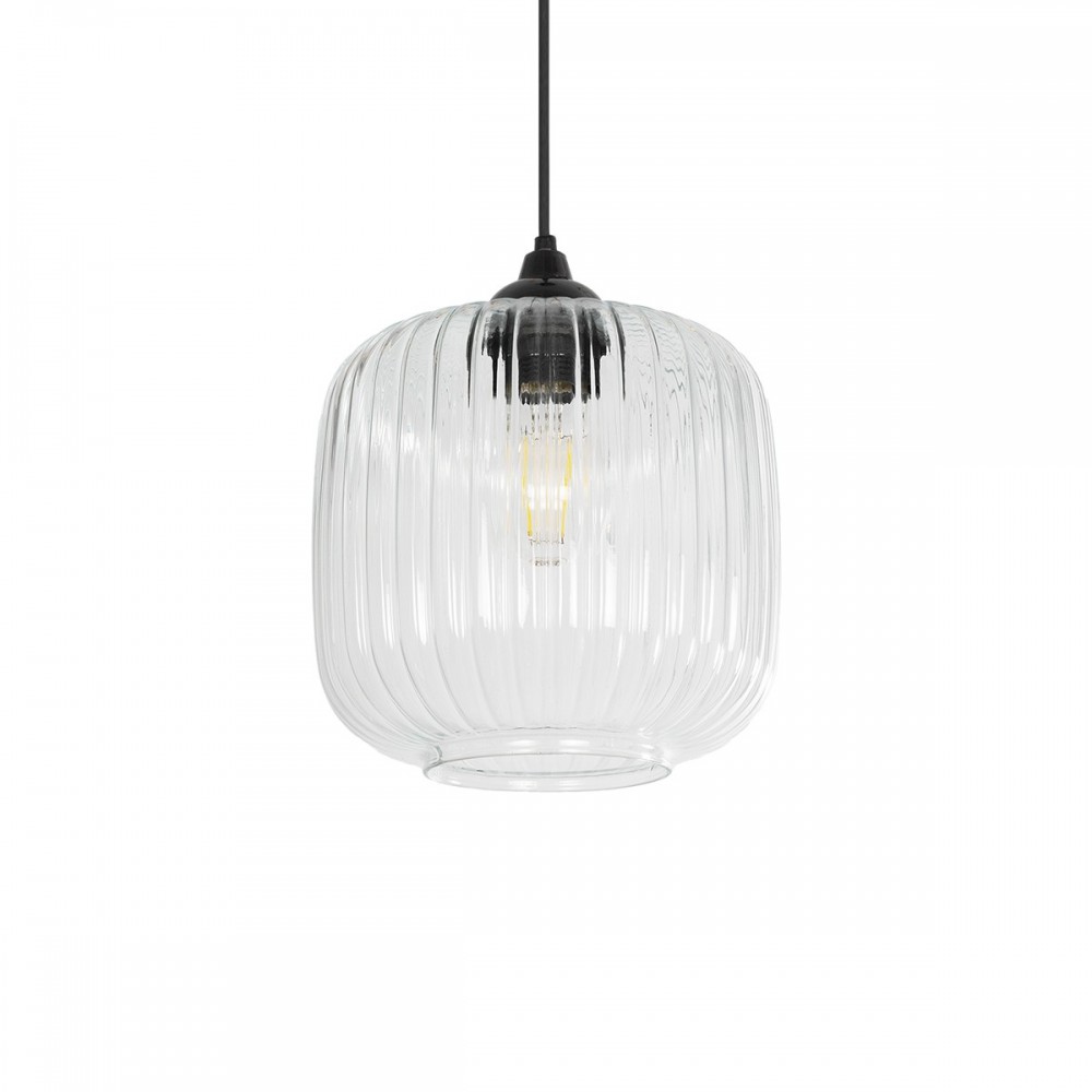 GLOBOSTAR® MELONI 206-0013 Μοντέρνο Κρεμαστό Φωτιστικό Οροφής με Ντουί 1 x E27 AC 220-240V IP20 - Διάφανο - Μ20 x Π20 x Υ24cm