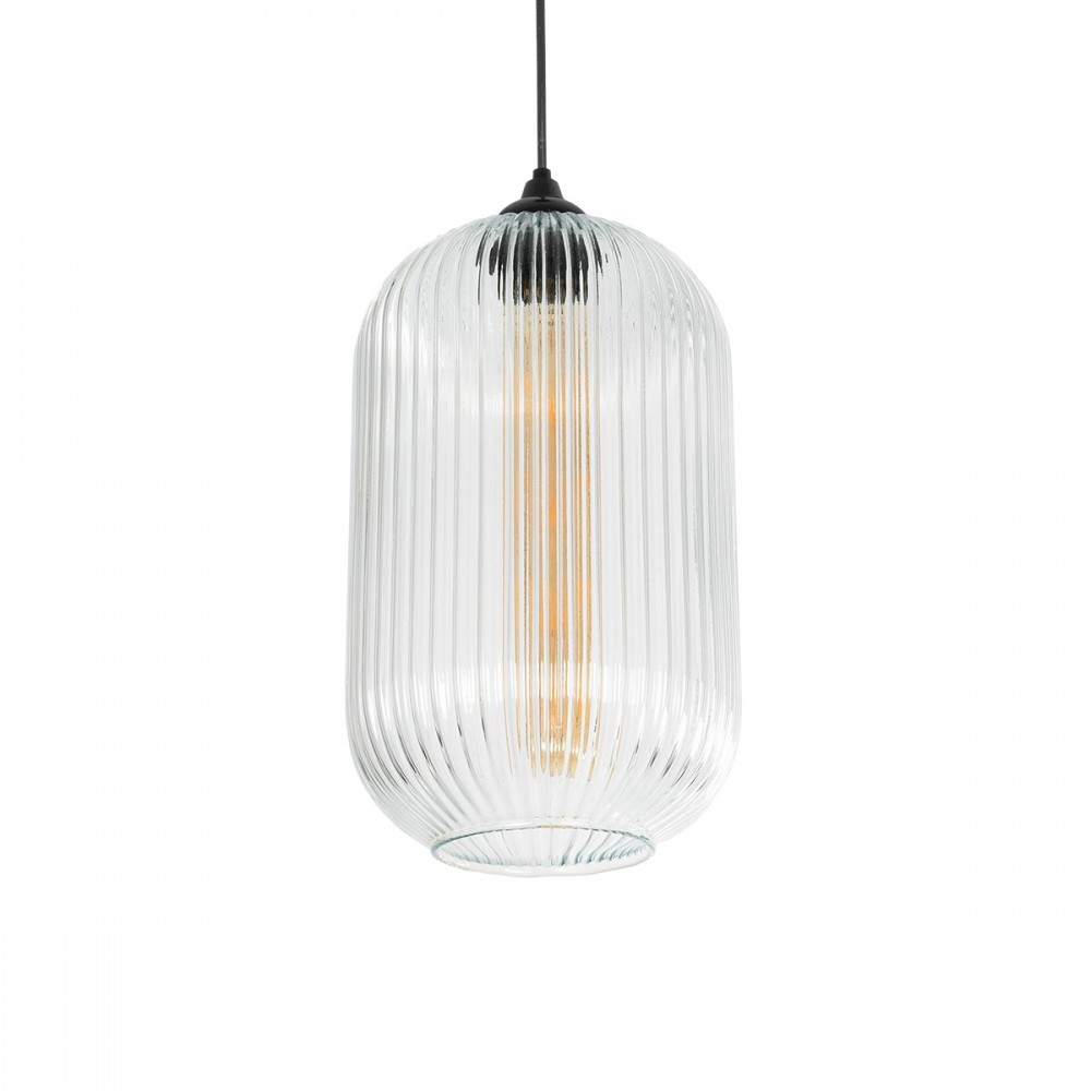 GLOBOSTAR® MELONI 206-0017 Μοντέρνο Κρεμαστό Φωτιστικό Οροφής με Ντουί 1 x E27 AC 220-240V IP20 - Διάφανο - Μ20 x Π20 x Υ38cm