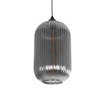 GLOBOSTAR® MELONI 206-0018 Μοντέρνο Κρεμαστό Φωτιστικό Οροφής με Ντουί 1 x E27 AC 220-240V IP20 - Μαύρο Φιμέ - Μ20 x Π20 x Υ38cm